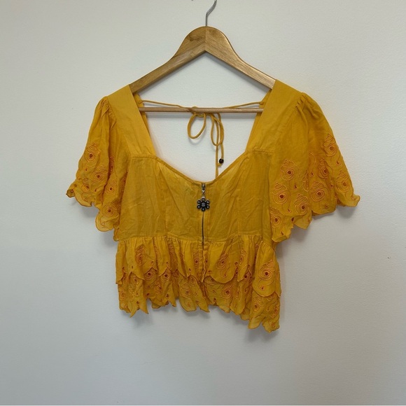 Anthropologie Abacaxi Seashell Embroidery Top Size Medium - Picture 4 of 8